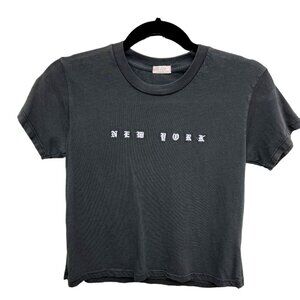 BRANDY MELVILLE 💙 JOHN GALT Black cotton NEW YORK embroidered t-shirt/top.